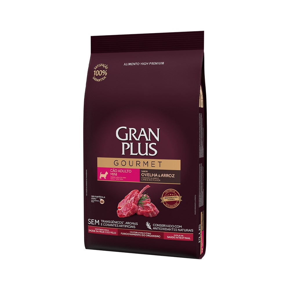 Ração Granplus Gourmet para Cães Adultos Porte Mini sabor Ovelha e Arroz