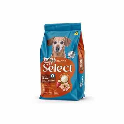 Ração Quatree Select para Cães Sênior +7 Raças Pequenas Sabor Frango com Arroz e Batata Doce 1kg