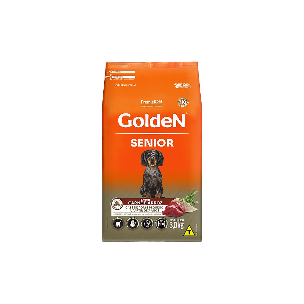 Ração Golden Fórmula Sabor Carne para Cães Sênior de Raças Pequenas