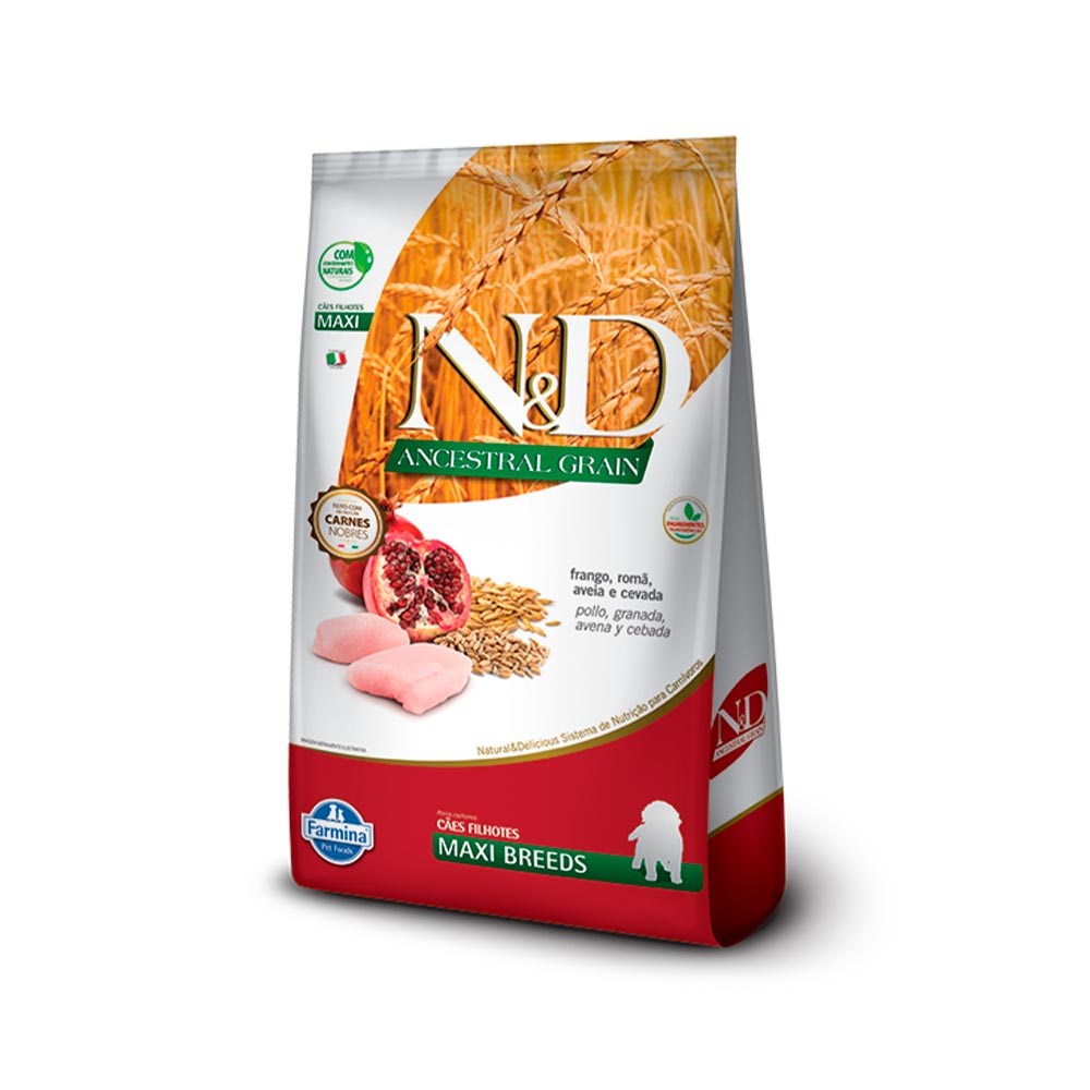 Ração N&D Ancestral para Cães Filhotes de Raças Grandes sabor Frango e Romã