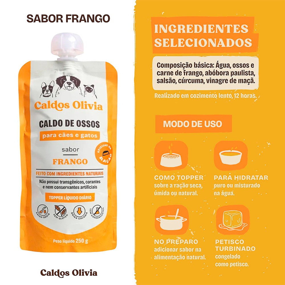 Sachê Caldos Olivia Sabor Frango para Cães e Gatos