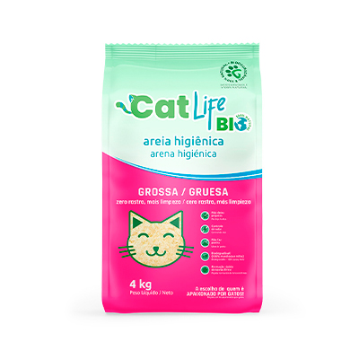 Areia Higiênica Cat Life Bio Grãos Grossos para Gatos 4kg