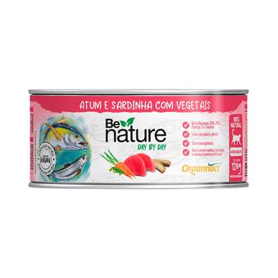 Alimento Natural Organnact Be Nature Day By Day para Gatos Adultos Sabor Atum e Sardinha com Vegetais 120g
