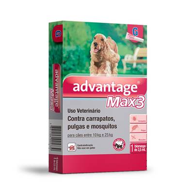 Antipulgas e Carrapatos Advantage Max3 para Cães entre 10kg e 25kg