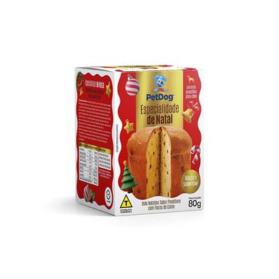 Bolo Natalino Pet Dog com Flocos de Carne para Cães 80g