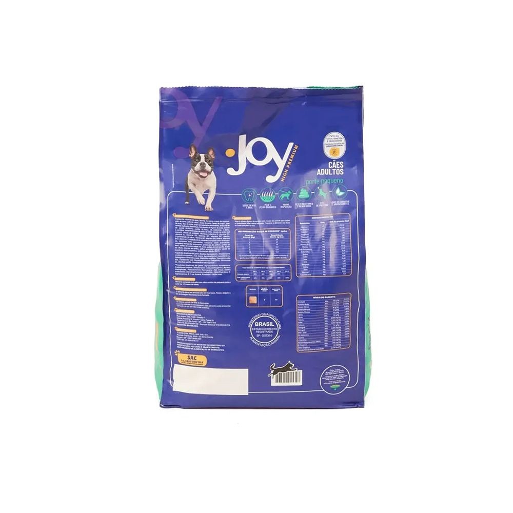 Ração Joy High Premium Cães Adultos Raças Pequenas Frango e Carne