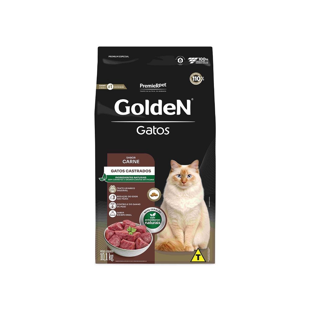 Ração Golden Gatos Adultos Castrados sabor Carne