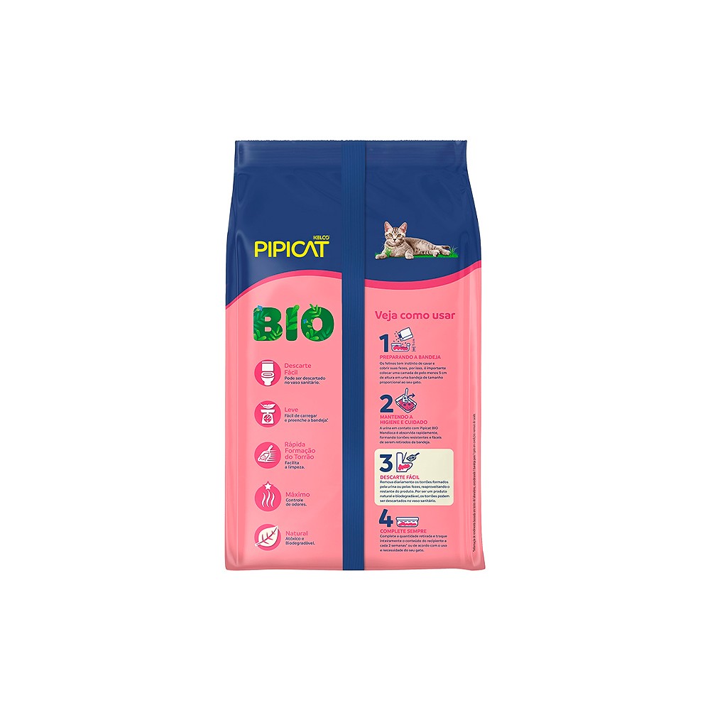 Areia Higiênica Pipicat Bio Mandioca para Gatos 
