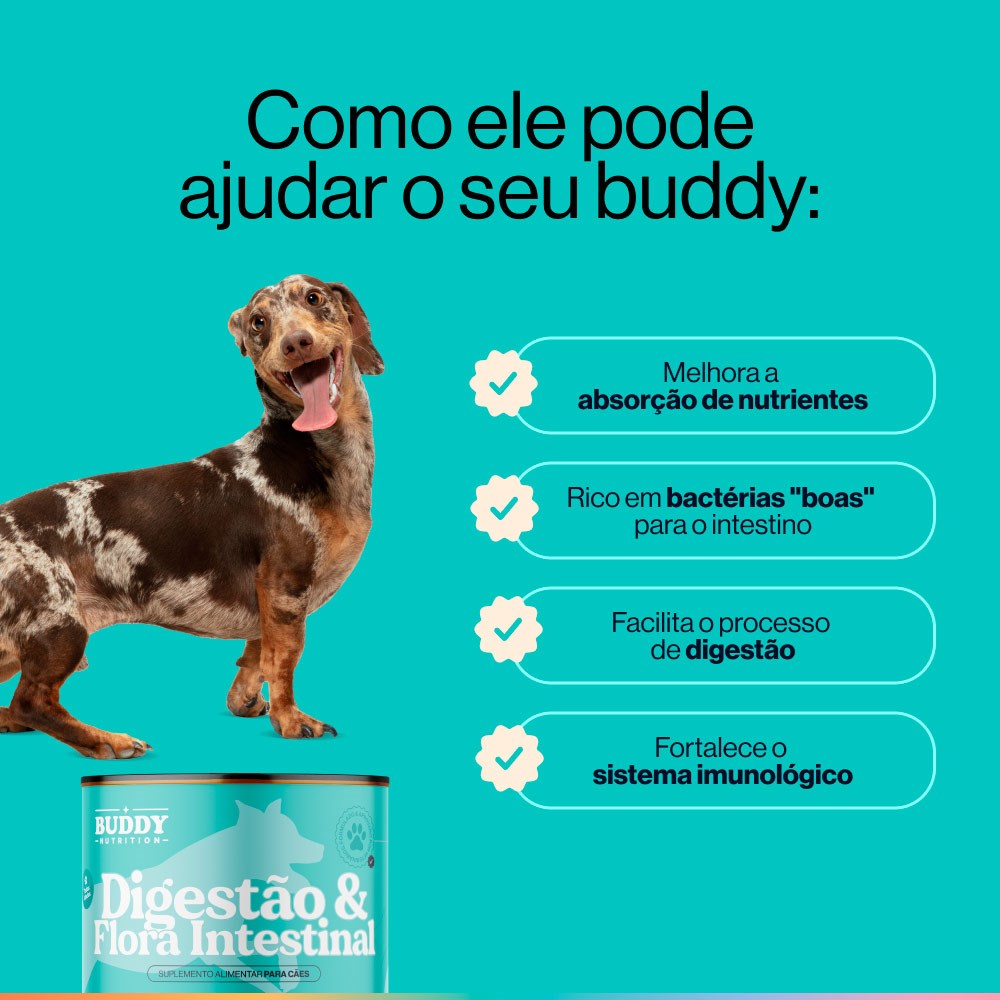 Suplemento Alimentar Buddy Nutrition Digestão & Flora Intestinal Sabor Carne Suína para Cães