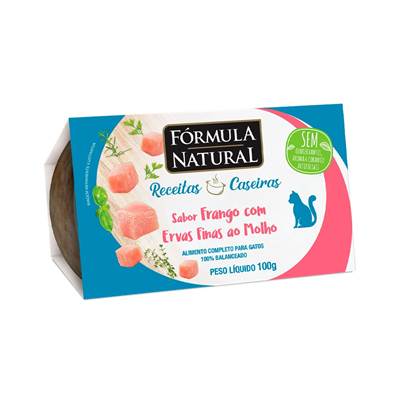 Ração Úmida Fórmula Natural Fresh Meat Receitas Caseiras para Gatos Adultos sabor Frango com Ervas Finas ao Molho 100g