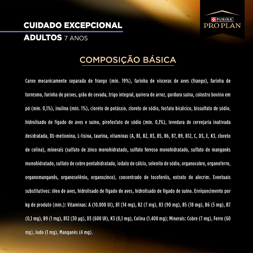 Raçõ Proplan Cuidado Excepcional para Gatos Adultos sabor Frango 