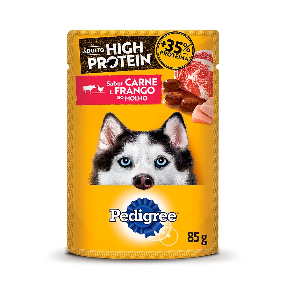Ração Úmida Pedigree High Protein para Cães Adultos sabor Carne e Frango