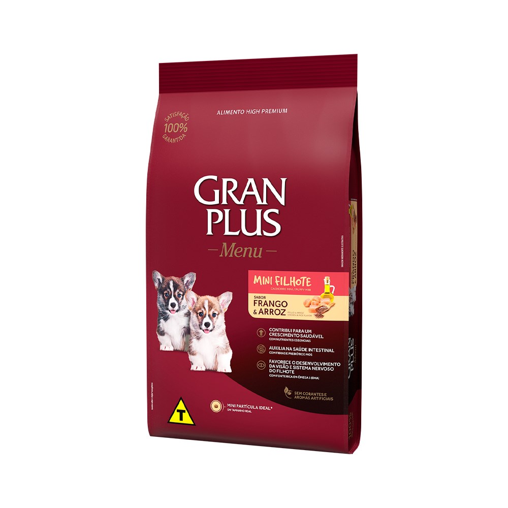 Ração GranPlus Menu para Cães Filhotes de Porte Mini Sabor Frango e Arroz