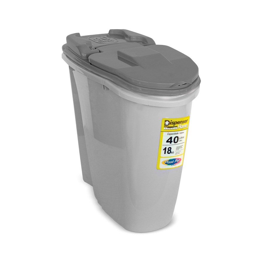 Porta Ração Plast Pet Home Dispenser Cinza