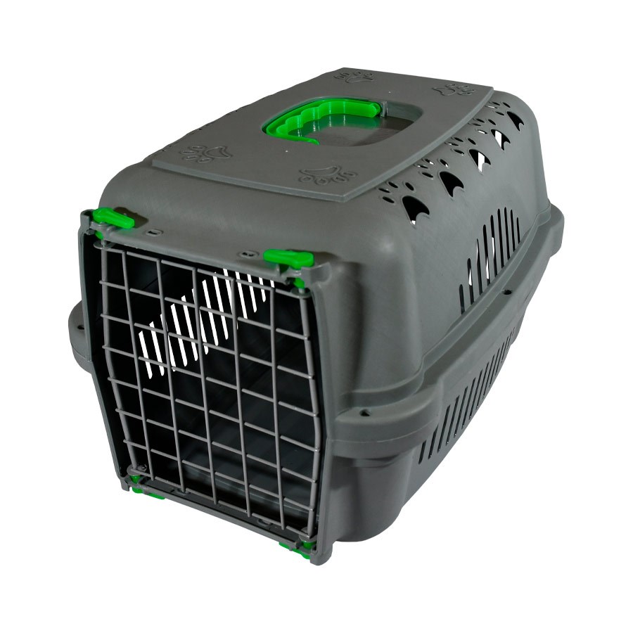 Caixa de Transporte DuraPets Verde com Porta de Aço para Cães e Gatos