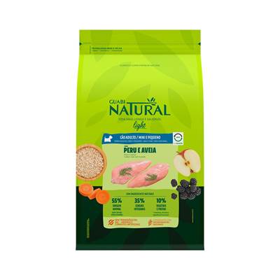 Ração Guabi Natural Light para Cães Adultos de Porte Mini e Pequeno Sabor Peru e Aveia 10,1kg