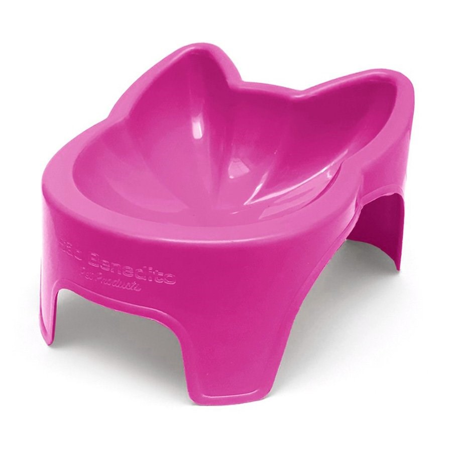 Comedouro Alto de Plástico para Gatos São Benedito Pet Rosa 100ml