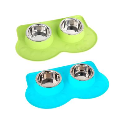 Comedouro Pawise Duplo - Cores Sortidas 350ml