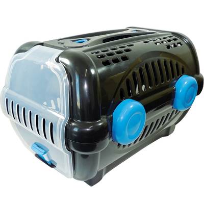 Caixa de Transporte Luxo Furacão Pet Preto e Azul Tam 2