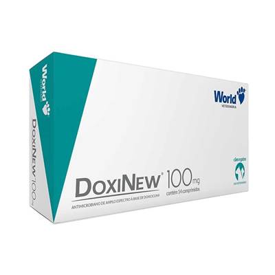 Antimicrobiano DoxiNew World 100mg para Cães de 20kg e Gatos 14 comprimidos
