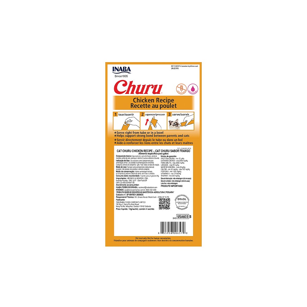 Petisco Cremoso Churu para Gatos sabor Galinha