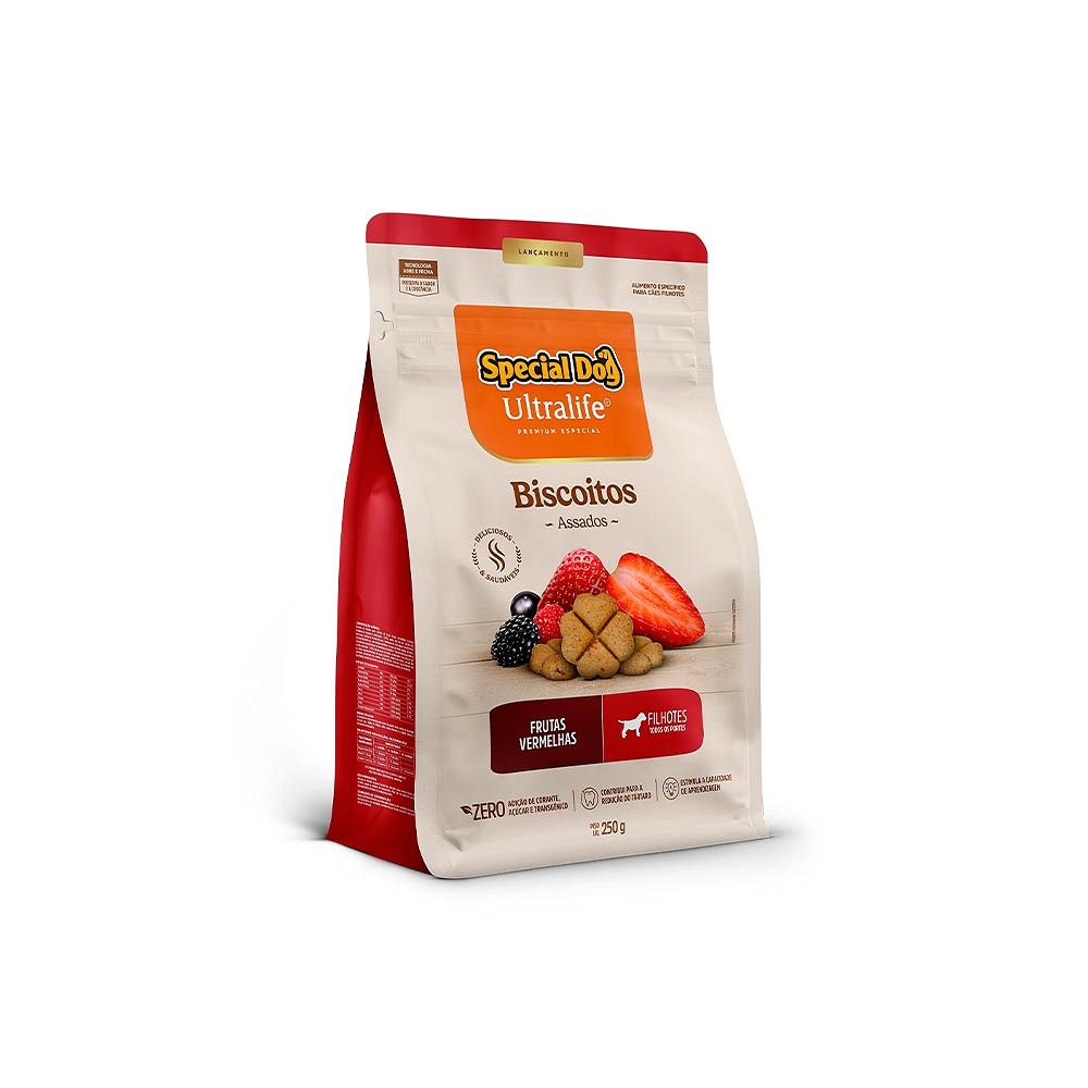 Biscoito Special Dog Ultralife para Cães Filhotes Sabor Frutas Vermelhas 