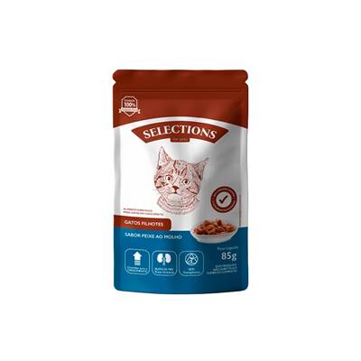 Ração Úmida Selections For Pets para Gatos Filhotes Sabor Peixe ao Molho 85g
