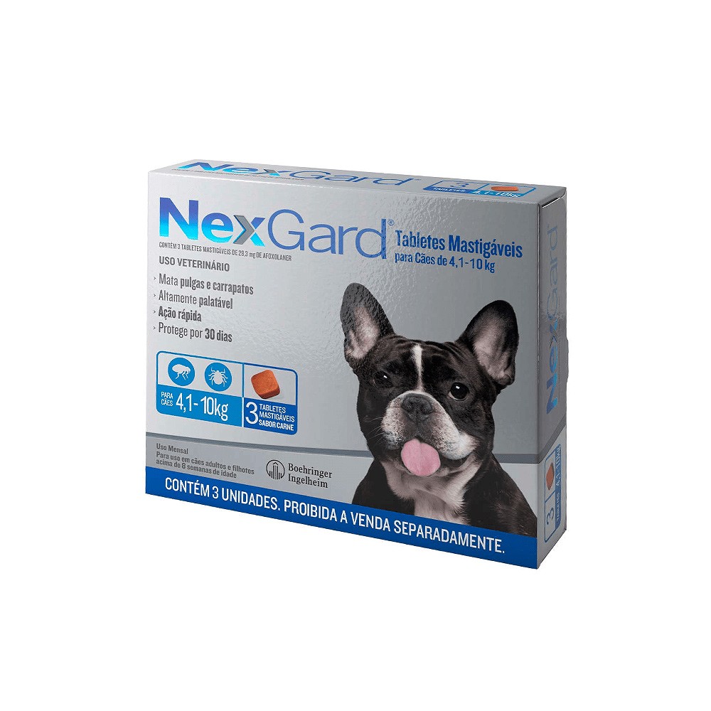 Antipulgas e Carrapatos Nexgard para Cães de 4,1kg a 10kg