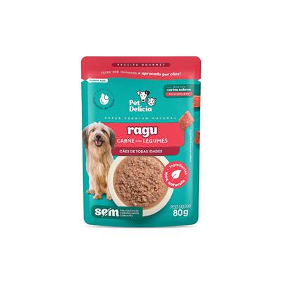 Sachê Natural Pet Delícia Ragu de Carne com Legumes para Cães 80g