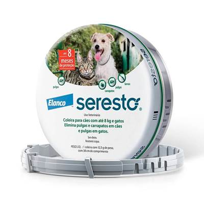 Coleira Antiparasitária Seresto Pequena para Cães e Gatos até 8kg