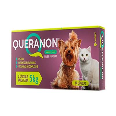 Queranon Small Size 5kg - Suplemento Vitamínico e Mineral para a Pele e a Pelagem 30 comprimidos