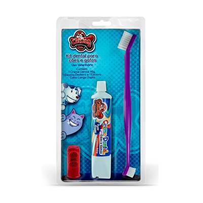Conjunto de Higiene Dental Cat Dog sabor Tutti Frutti Escova e Dedeira - Cores Sortidas U