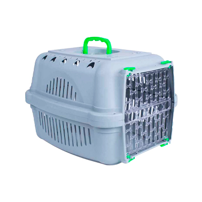 Caixa de Transporte DuraPets Verde com Porta de Aço para Cães e Gatos Tam 3