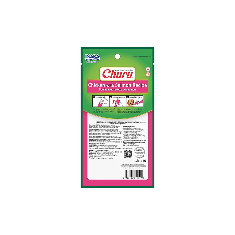Petisco Cremoso Churu para Cães sabor Frango e Salmão