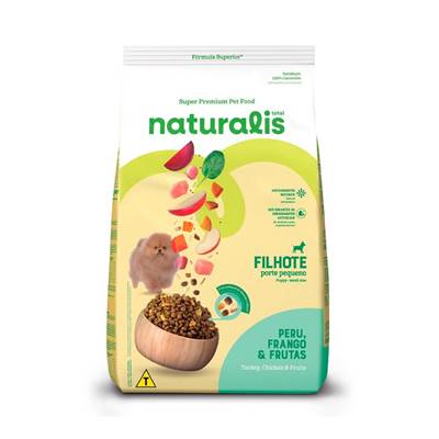 Ração Naturalis Cães Filhotes Pequeno Porte Peru, Frango e Frutas 10,1kg