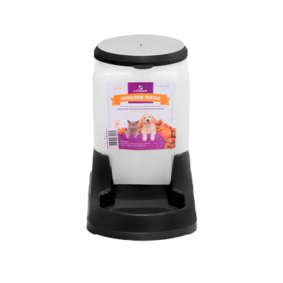 Comedouro Alvorada Prático Auto Preto para Cães e Gatos 3L