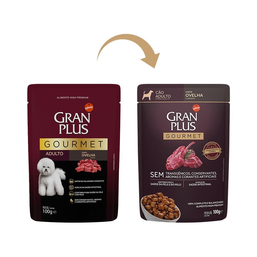 Ração GranPlus Sachê Gourmet para Cães Adultos sabor Ovelha