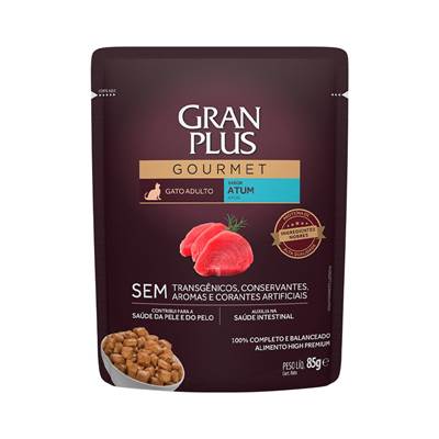 Ração GranPlus Sachê Gourmet para Gatos Adultos sabor Atum 85g