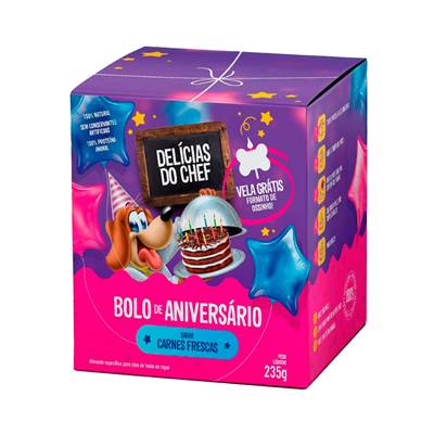 Bolo de Aniversário Petitos Delícias do Chef sabor Carne para Cães 235g