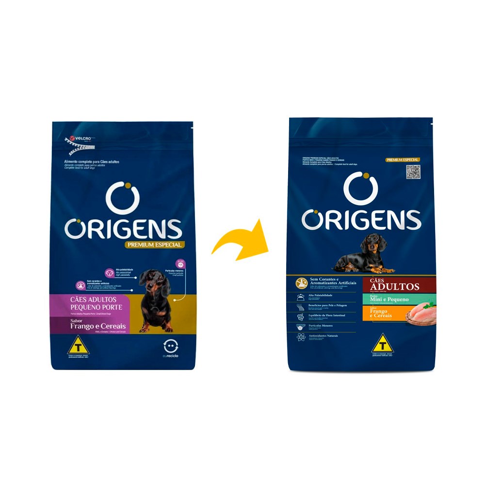 Ração Origens para Cães Adultos de Raças Pequenas sabor Frango e Cereais