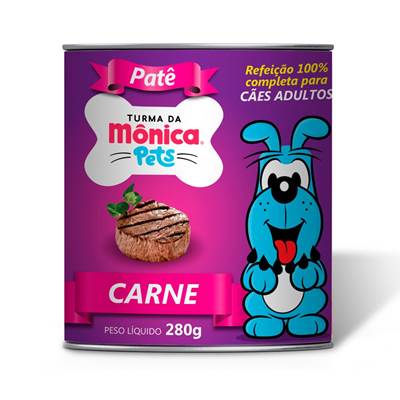 Ração Úmida Turma da Mônica Pets Patê para Cães Adultos Sabor Carne 280g