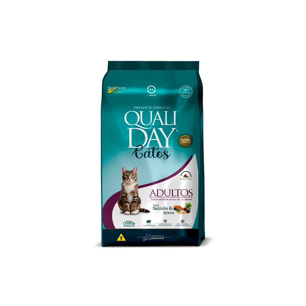 Ração Qualiday para Gatos Adultos sabor Salmão