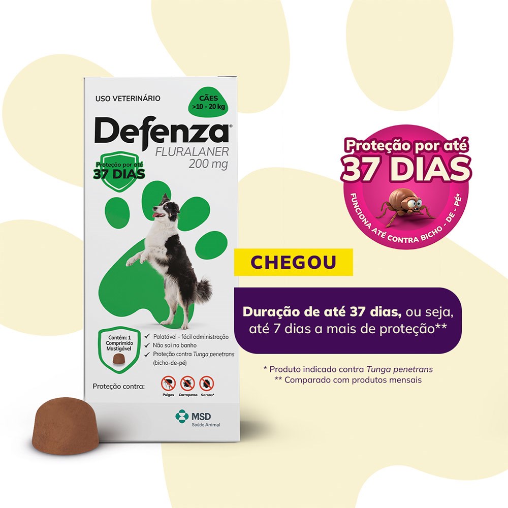 Antipulgas e Carrapatos Defenza para Cães de 10kg a 20kg - 200mg