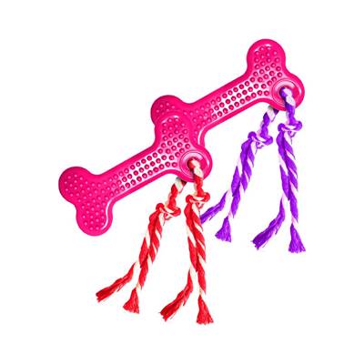 Brinquedo São Benedito Pet Osso Dental Maciço com Cravo Rosa para Cães - Cores Sortidas P