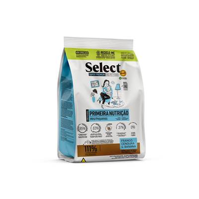 Ração Monello Select Primeira Nutrição para Cães Filhotes de porte Mini e Pequeno sabor Frango, Cenoura e Banana 7kg