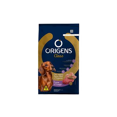 Ração Origens Class para Cães Adultos de Porte Mini e Pequeno Sabor Carne e Frango 3kg
