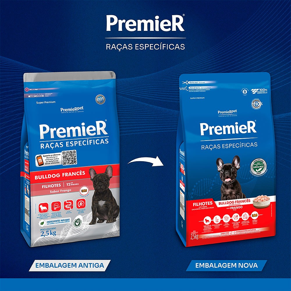Ração Premier Raças Específicas Bulldog Francês para Cães Filhotes sabor Frango