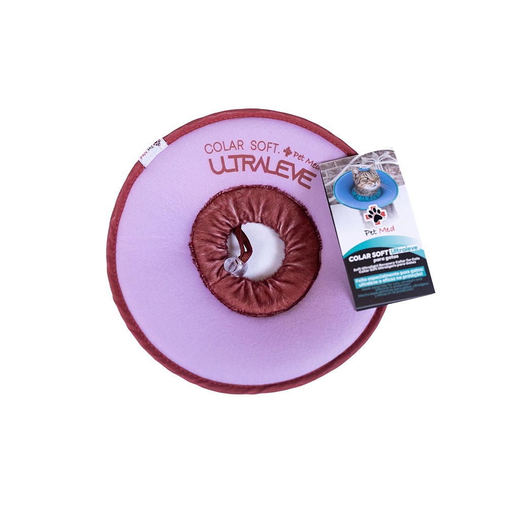 Colar Elisabetano Pet Med Ultraleve Soft Rosa e Bordô para Gatos