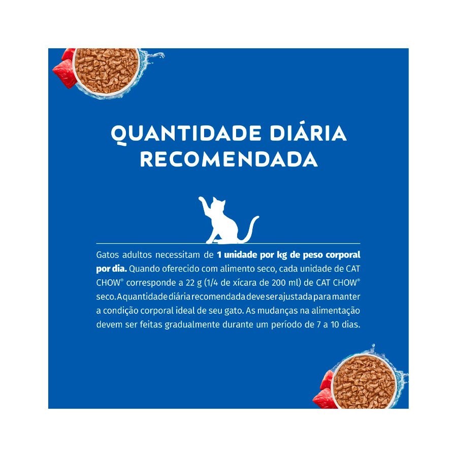Ração Cat Chow Sachê para Gatos Adultos sabor Carne ao Molho