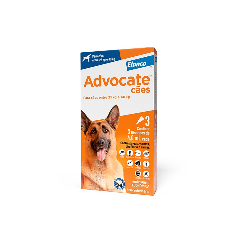 Antipulgas e Endectocida Advocate 4,0ml para Cães entre 25kg e 40kg 